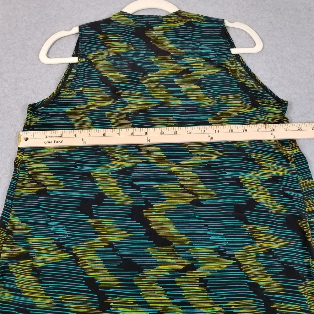 LuLaRoe Joy Vest Women S Small Green Yellow Zig Zag Abstract Sleeveless Duster - Picture 7 of 10